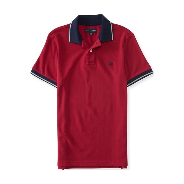 Aeropostale - Polo de rugby a rayas A87 para hombre, rojo, mediano Aeropostale polo, rugbi