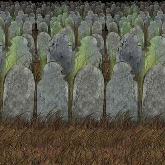 Party Central Pack of 6 Gray and Green Graveyard Halloween Wall Backdrops 30'