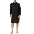 thumbnail image 1 of INSPIRE CHIC Chemise de Nuit pour Homme à Col Henley à Bande Pyjama Robe de Nuit 2TG Noir, 1 of 5