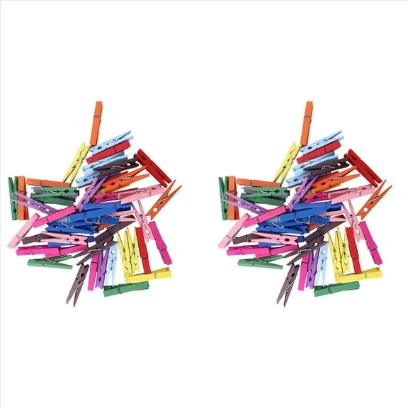 3-Inch Large Natural Colorful Wooden Clothespins, Set of 100 Pins, Assorted Colors