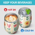 thumbnail image 4 of 12oz Stemless Wine Tumblers Pioneer Flower Vacuum Insulated Stainless Steel Travel Tumbler Cups Mug with Lid and Straw for Champaign,Cocktail,Beer with Cleaning Brush, 4 of 5