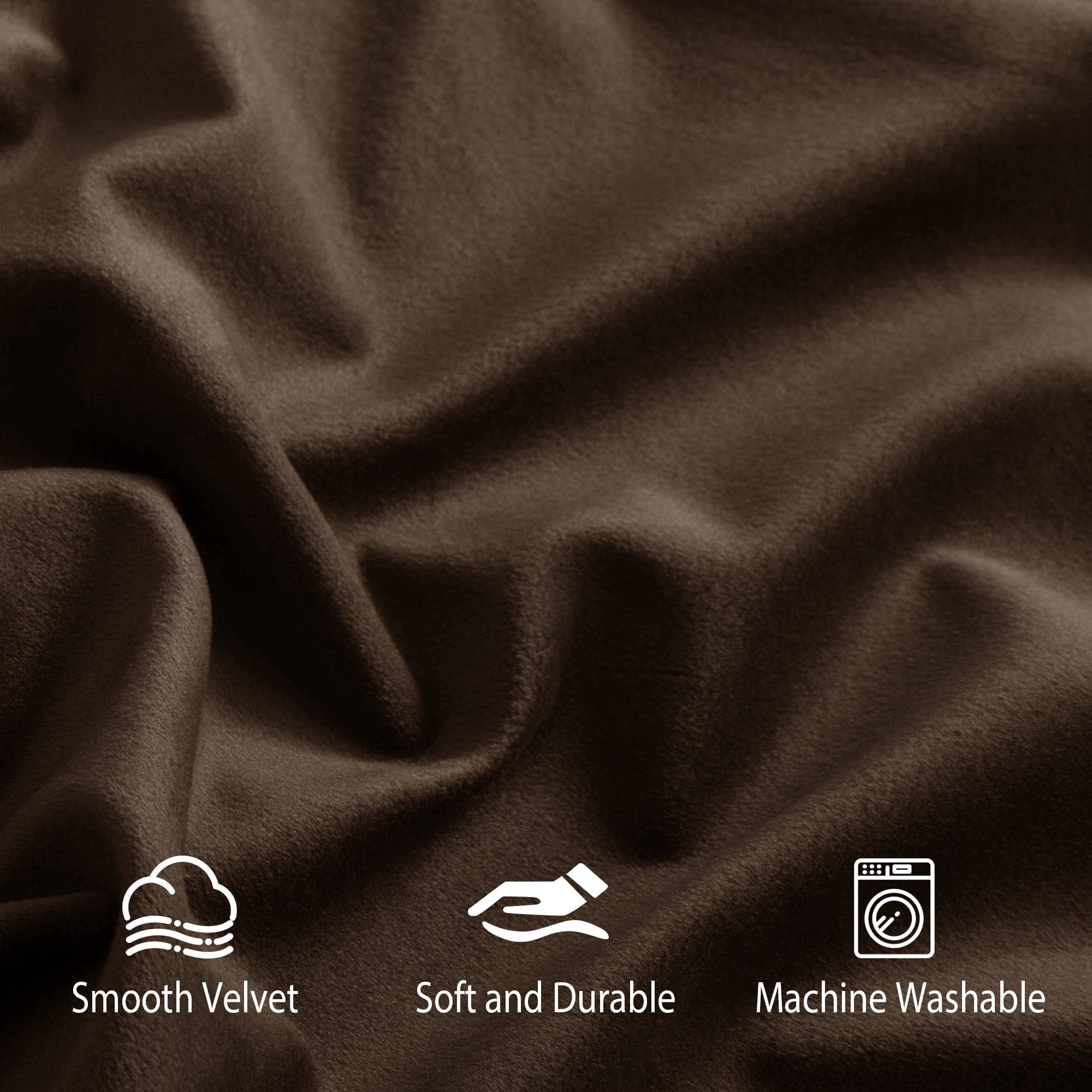 NICETOWN Blackout Velvet Curtains for Bedroom, Thermal Insulated Noise Reducing Room Darkening Rod Pocket Curtains Drapes Panels 52x102 inch 2 Panels, Brown