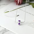 thumbnail image 4 of Gem Stone King 925 Sterling Silver Purple Amethyst and White Created Sapphire Two Heart Infinity Pendant Necklace for Women (0.97 Cttw, Heart 5MM, with 18 inch Silver Chain), 4 of 5