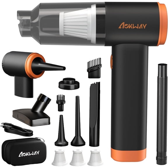 aokway Car Vacuum Portable Cordless 20000PA Powerful Suction, Mini Vacuum Cleaner for Car, Electric Air Duster & Blower, Mini Handheld Vacuum 4-in-1 Rechargeable for Home, Office Desk Cleaning