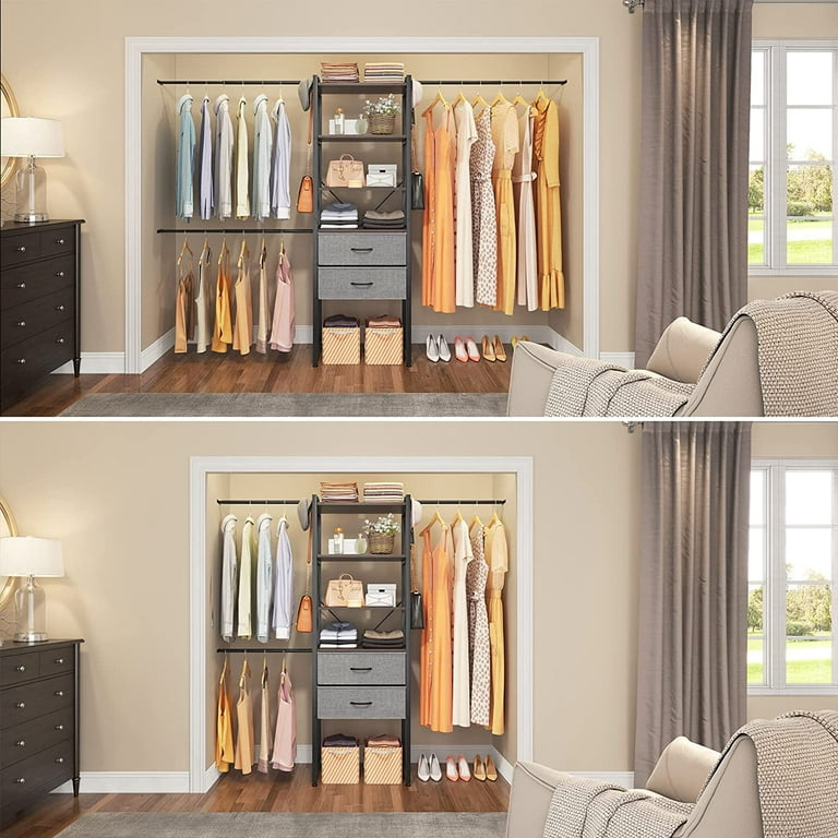 Wall Mounted Closet Organizer Custom Metal Closet Kit Adjustable System  Bedroom