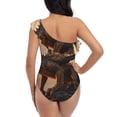 thumbnail image 5 of Salouo Sky Sunset Bronze Dragon Pattern One Shoulder Ruffled One Piece Swimsuit for Women V Neck Swimwear Tummy Control Bathing Suit-Large, 5 of 6