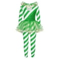 thumbnail image 4 of YiZYiF Girls Long Sleeve Candy Cane Striped Jumpsuit Ruffled Tulle Dance Unitard Christmas Costume Green 14, 4 of 7