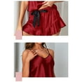 thumbnail image 7 of Dealovy 2 Piece Sets for Women Satin Pajama Set Crop Tops and Ruffle Shorts Cami Sleepwear, 7 of 7