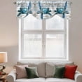 thumbnail image 3 of Tie Up Valances for Windows, Blue Coastal Turtle Adjustable Valance Curtains Window Treatment for Living Room/Bedroom, Retro Nautical Beach Ocean Rod Pocket Kitchen Curtains & Drapes 60x18 Inch, 3 of 9