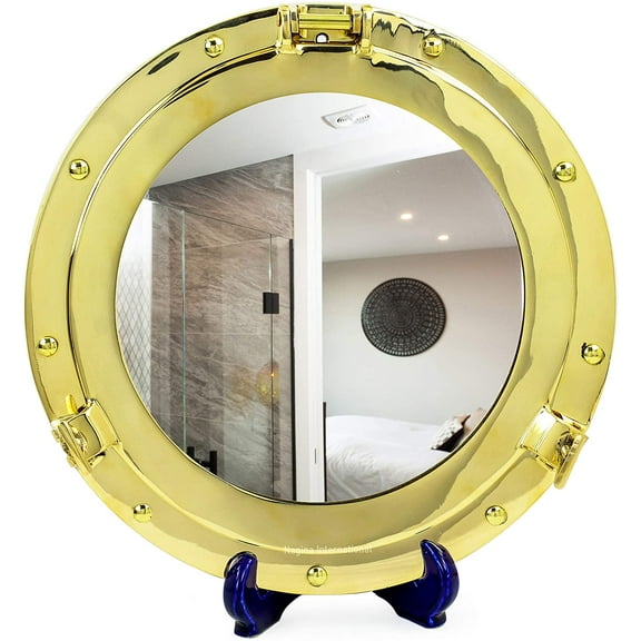 Nagina International Real Simple...A HANDTOOLED Handcrafted 12 INCHES Brass Porthole Mirror!!
