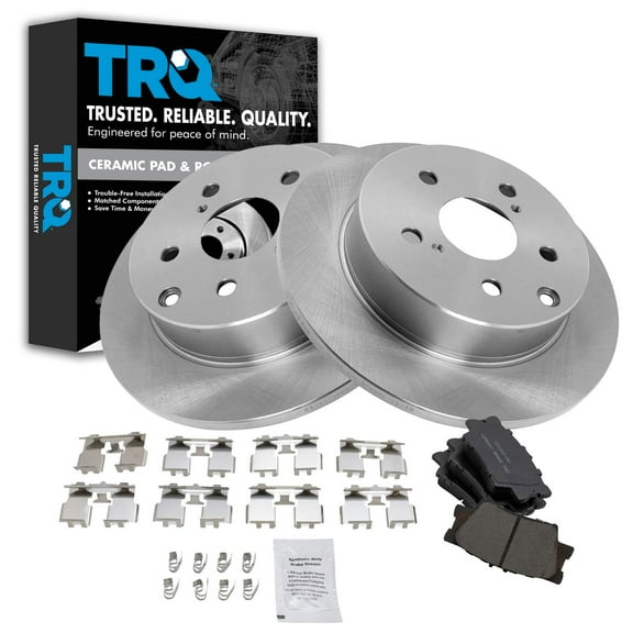 TRQ Rear Posi Ceramic Brake Pad & Rotor Kit Fits Select Lexus HS250H Toyota Rav4