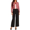 thumbnail image 2 of INSPIRE CHIC Womens Houndstooth Blazer Collarless Open Front Crop Plaid Tweed Jacket S 3, 2 of 4