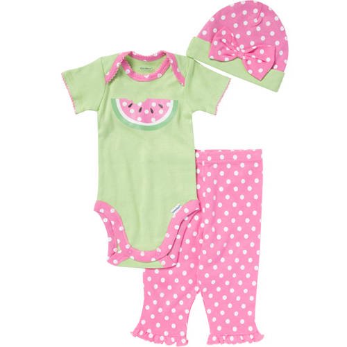 Gerber Newborn Girl 3Piece Critter Onesie, Pant, and Cap Set