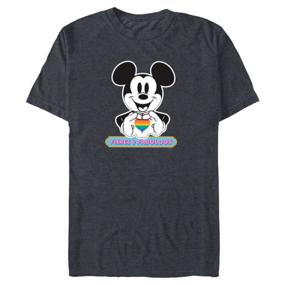 Disney Mickey Mouse Pride Fierce & Fabulous Rainbow Heart - Short Sleeve Blended T-Shirt for Adults - Customized-Navy Heather