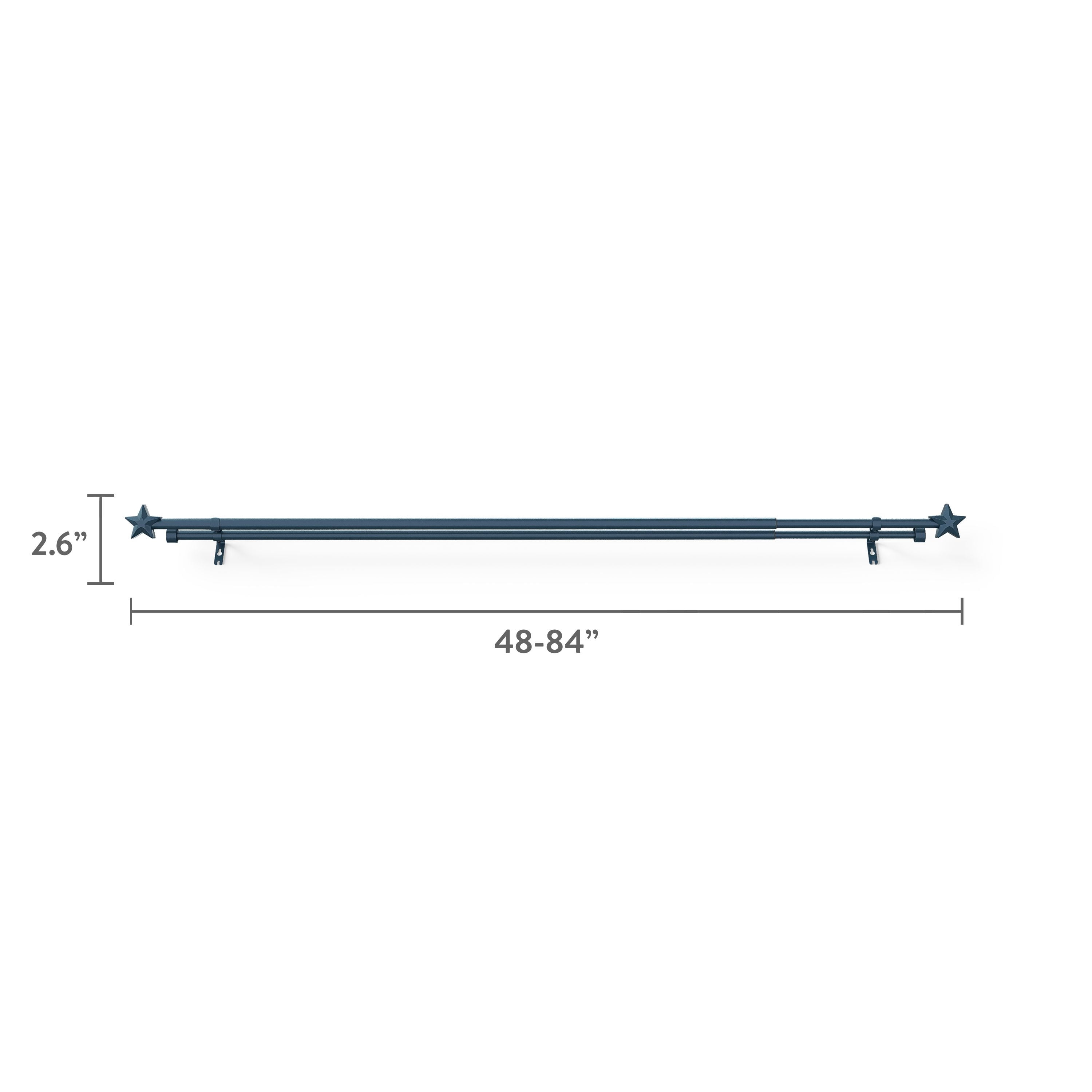 Mainstays Kids 3/4" Navy Blue Star Adjustable Double Curtain Rod, 48"-84"