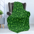 thumbnail image 4 of Irish Soft Flannel Fleece Throw Blanket, Kiss Me I'm Irish Humorous Phrase with Ale Shamrocks Hats Traditional , Cozy Plush for Indoor and Outdoor Use, 70" x 90", Lime Green Green, by Ambesonne, 4 of 5