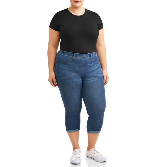 Terra & Sky Women's Plus Size Jegging Capri