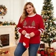 thumbnail image 2 of DEXIO Women Plus Size Merry Christmas Shirt Plaid Leopard Tree Shirt Oversized Xmas Casual Holiday Long Sleeve Tee Top, Red,5X, 2 of 10
