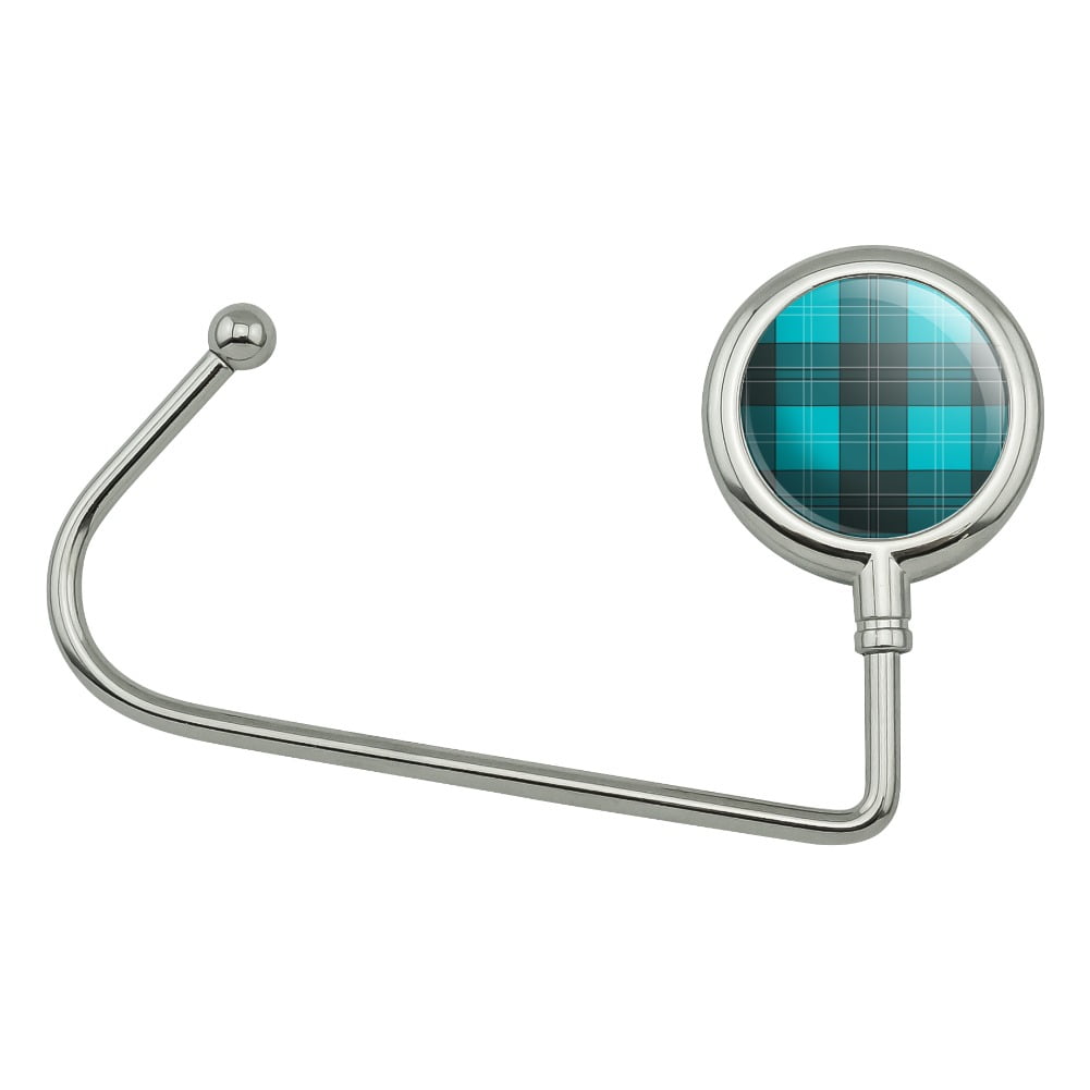 Plaid Turquoise Teal Gray Grey Pattern Purse Bag Hanger Holder Hook