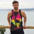 thumbnail image 6 of Lsque Flamingo And Palm Trees At Sunset Pattern Mens Tank Tops Muscle Athletic Quick Dry Sleeveless Workout Fitness T Shirts Beach Tank Top, Loose-fit Sleeveless Shirt for Men-X-Large, 6 of 7