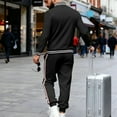 thumbnail image 4 of Men’s Two Piece Tracksuit Set Casual Bomber Jacket and Jogger Pants with Striped Print Athletic Style Outfit, 4 of 7