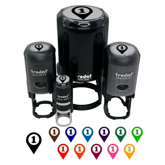 Map Location 1 Marker Self-Inking Rubber Stamp Ink Stamper - Purple Ink - Small 3/4 Inch