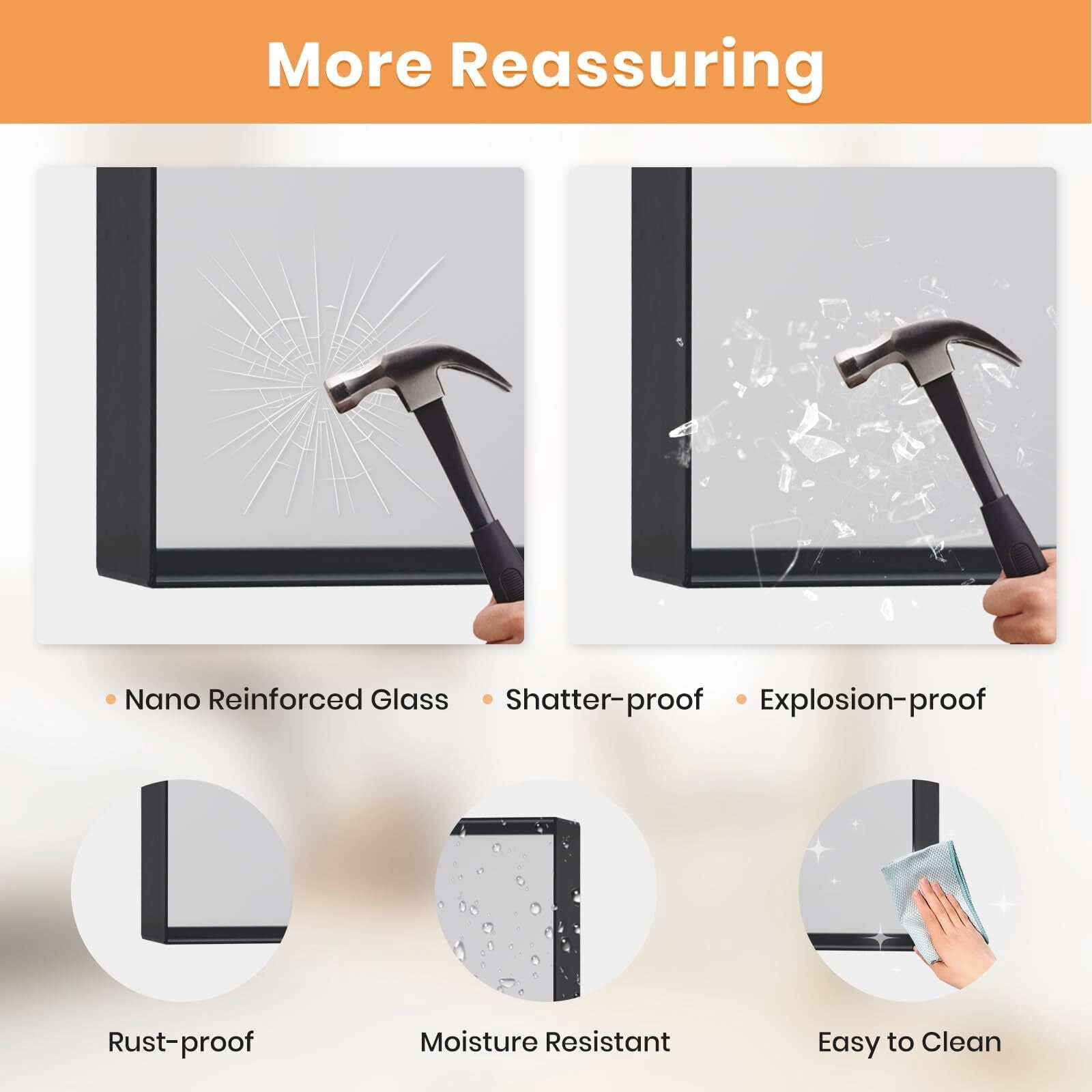 Lumora 24.25"x 36" Rectangle Bathroom Mirror Deep-Framed Wall-mounted Mirror, Black