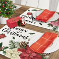 thumbnail image 6 of Merry Christmas Poinsettia Placemats Set of 4, Xmas Flowers Pine Cones Holly Berries Dining Place Mats Table Decor, Winter Holiday Floral Home Kitchen Decoration 12 x 18 Inches, 6 of 6