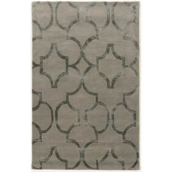 Linon Aspire Geo Hand Tufted Wool 5'x8' Rug in Gray