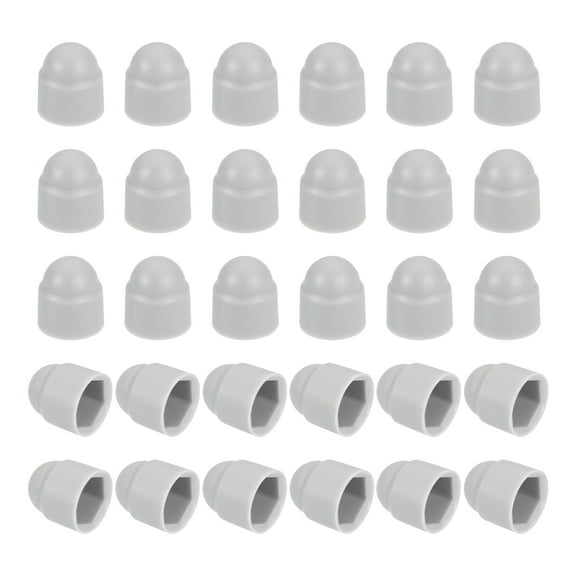 Uxcell Nut Protection Cap, 30Pcs M6x10x14mm - Plastic Hexagonal Screw Protection Cap, Dome Acorn Hex Head Bolt Covers (Grey)