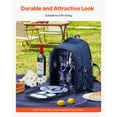 thumbnail image 4 of VEVOR Picnic Backpack, Beach Picnic Backpack Bag for 2 Person with Insulated Cooler Compartment, Detachable Bottle/Wine Holder, Lightweight Blanket, Plates & Cutlery Set for Hiking, Camping,Navy Blue, 4 of 9