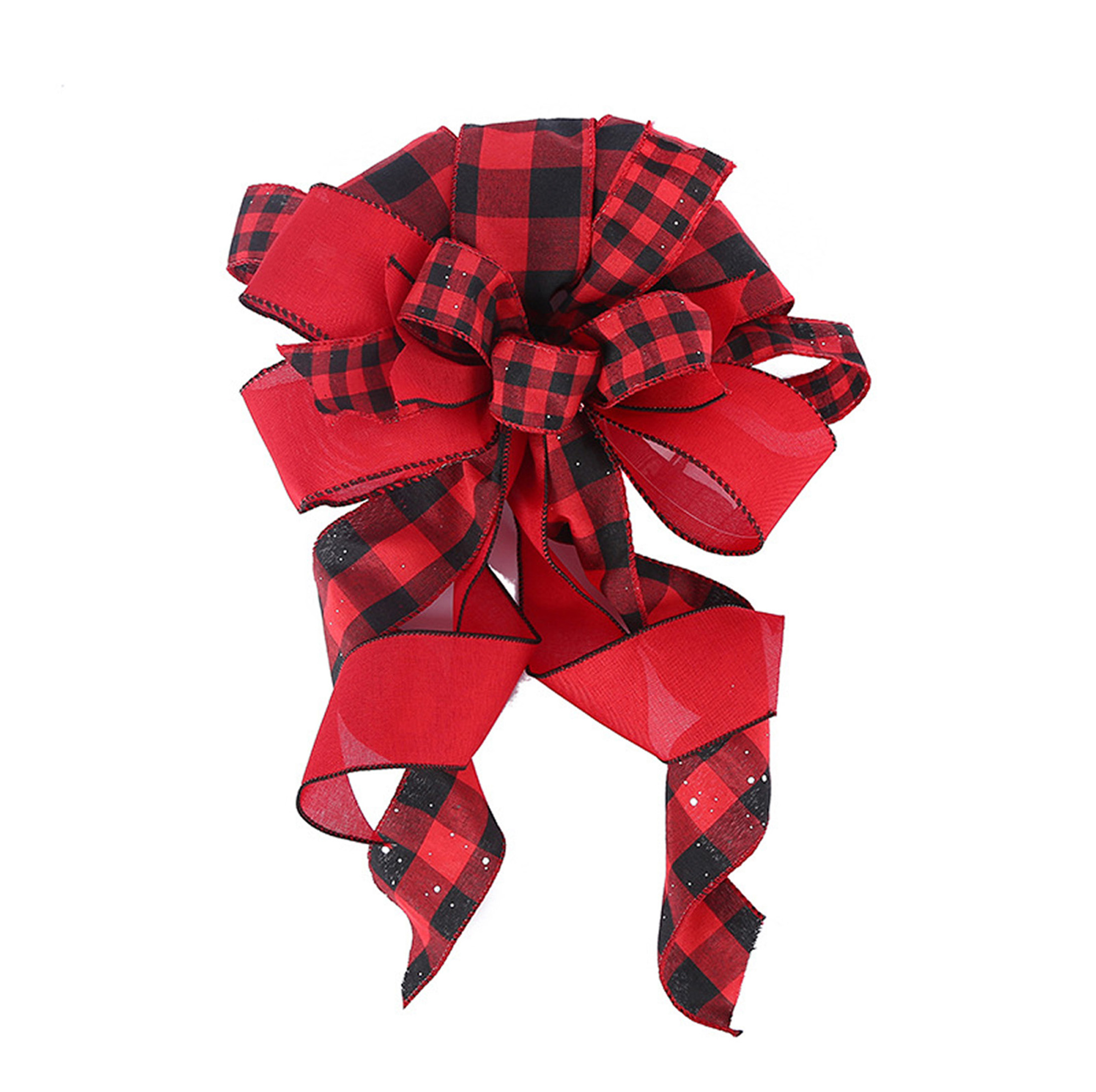 Christmas Tree Topper Bow Red and Black Buffalo Plaid Tree Topper Bow