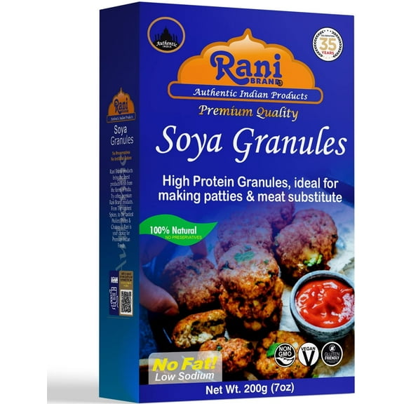 Rani Soya Granules (High Protien) 7oz (200g) ~ All Natural, Salt-Free | Vegan | No Colors | Gluten Friendly | NON-GMO | Indian Origin | Meat Alternate Substitute