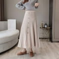 thumbnail image 2 of Women’s Long Knitted A Line Pleated Skirt For Fall And Winter Slim Fit Maxi Skirt, 2 of 2