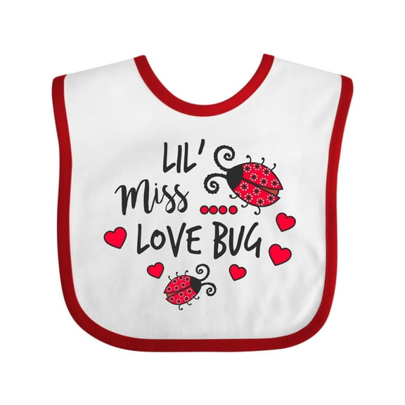 Inktastic Lil Miss Love Bug with Lady Bug and Hearts Girls Baby Bib