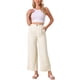 thumbnail image 2 of Pantalones Palazzo de Lino para Mujer INSPIRE CHIC, Casual, de Cintura Alta, Rectos, de Pierna Ancha, Pantalones de Lounge, con Botón, Talla XL, Beige, 2 of 6
