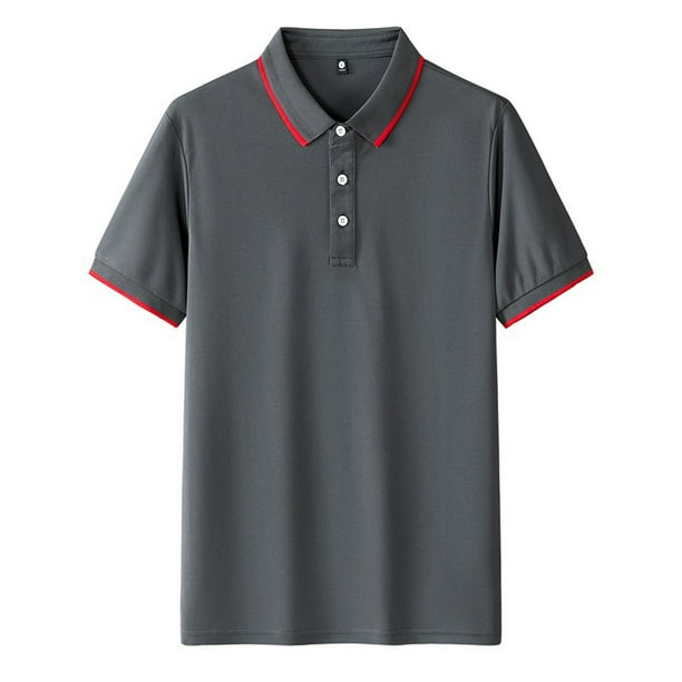 pstuiky Camisa de manga corta para hombre, Camisa informal de manga corta con cuello vuelto, cómoda y lisa, para hombre camisas casuales para hombre xxxl