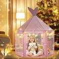 thumbnail image 3 of Princess Tent for Girls with Lights, Large Pretend Play Tent Castle w/Carry Bag & Stickers & Detachable Fishtail Top Indoor, 67”x55” Ocean-Theme Kids Playhouse Gift for Toddler Age 3+, 3 of 8