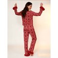 thumbnail image 5 of AIGUR Mommy and Me Satin Pajamas Set Adorable Heart Print Long Sleeve Turn Down Collar Tops and Pants, Family Matching Sleepwear, 5 of 6