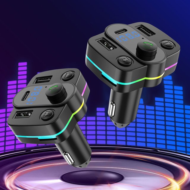 Binmer Car MP3 Player FM Transmitter PD18W Fast Charging Car Bluetooth Hands- AUX Play Car Charging