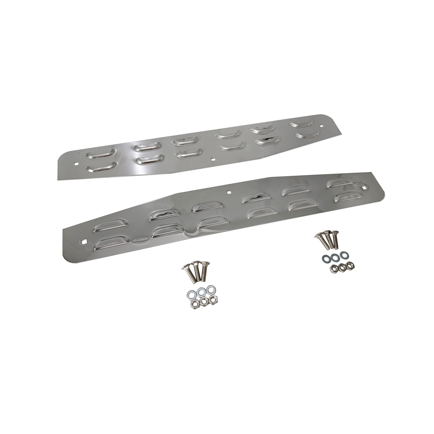 Universal 24" x 4" Semi Trucks Mud Flap Weights Louvered Stainless Steel Mirror Finish w/Hardware, 2 Pack