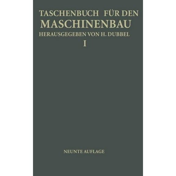 Taschenbuch Für Den Maschinenbau: Erster Band, (Paperback)