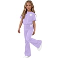 thumbnail image 6 of BXJX Girls Outfit Sets, Summer Short Sleeve 2PC Crew Neck T-Shirts and Flare Pants Sets Purple Size 11-12 T, 6 of 6