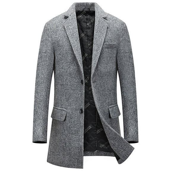 Maoxin Mens Jackets Men's Solid Color Pocket Zipper Long Sleeved Double-layer Collar Wool Coat Gray XL