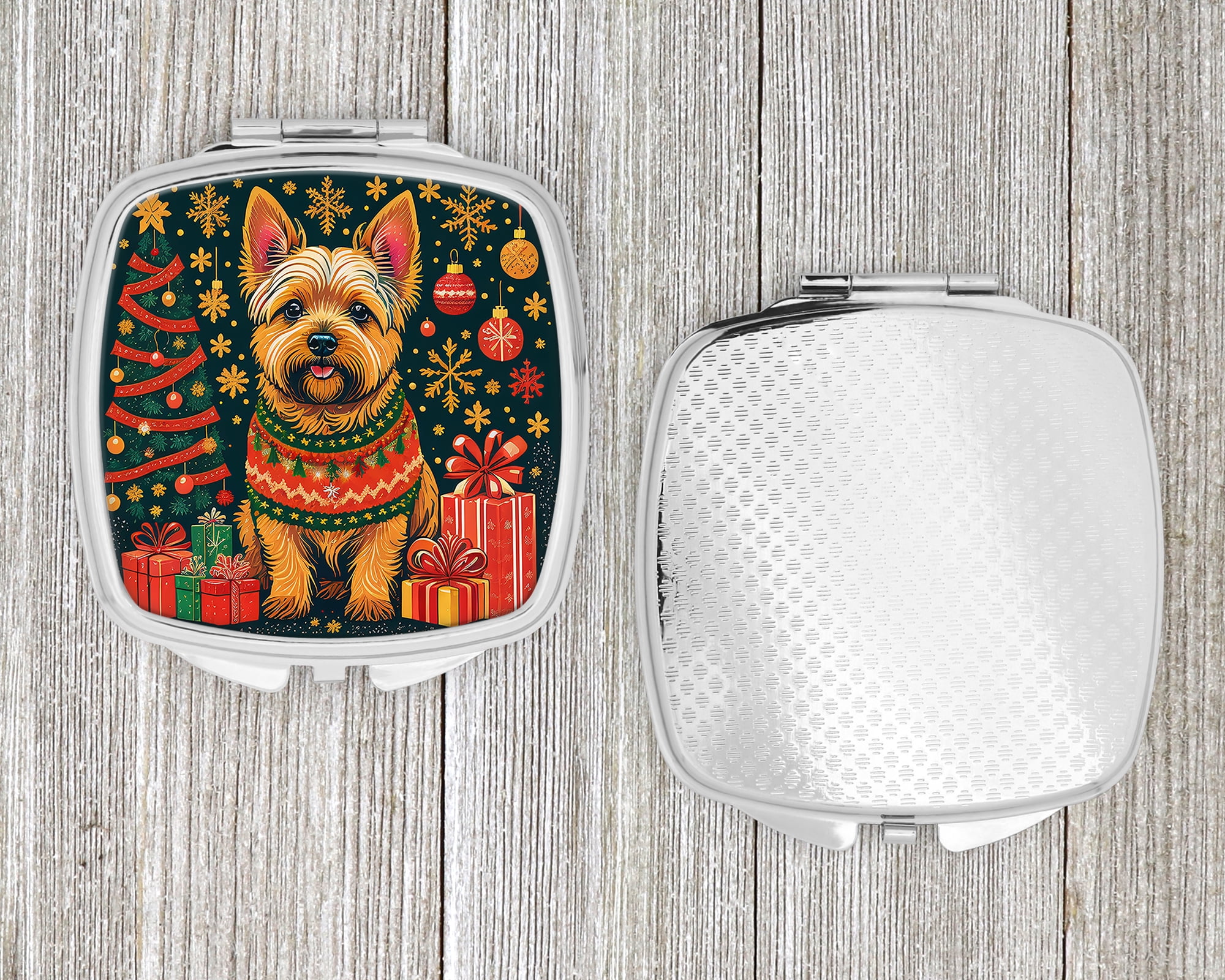 Norwich Terrier Christmas Compact Mirror 2.75 in x 3 in