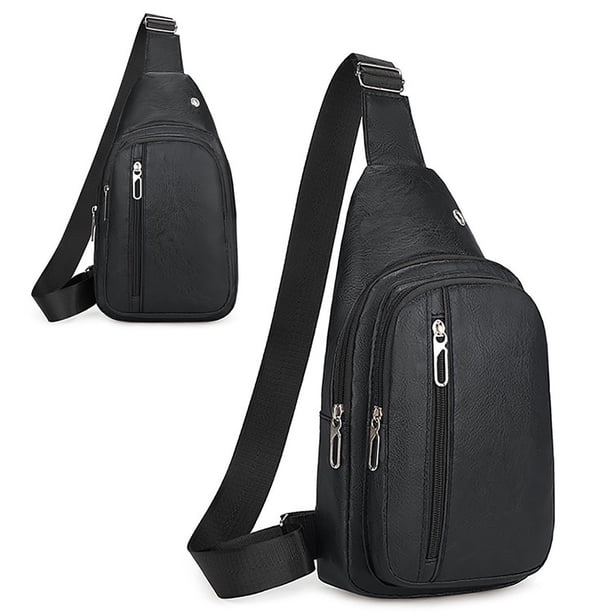 Bolso bandolera de piel para hombre | Riñonera para viajes y uso diario | Capacidad para teléfono, cartera y llaves