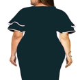 thumbnail image 4 of Femmes Bodycon Crayon Robe Imprimé Manches Évasées Élégant Couture Bureau Robe Cocktail Party Clubwear, 4 of 5