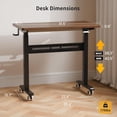 thumbnail image 2 of Mobile Standing Desk with Wheels, Pneumatic Height Adjustable Standing Desk for Walking Pad, Rolling Computer Desk with 28.3"–42.5" Height, 31.5"x15.7" Desktop for Home Office (Mahogany), 2 of 14