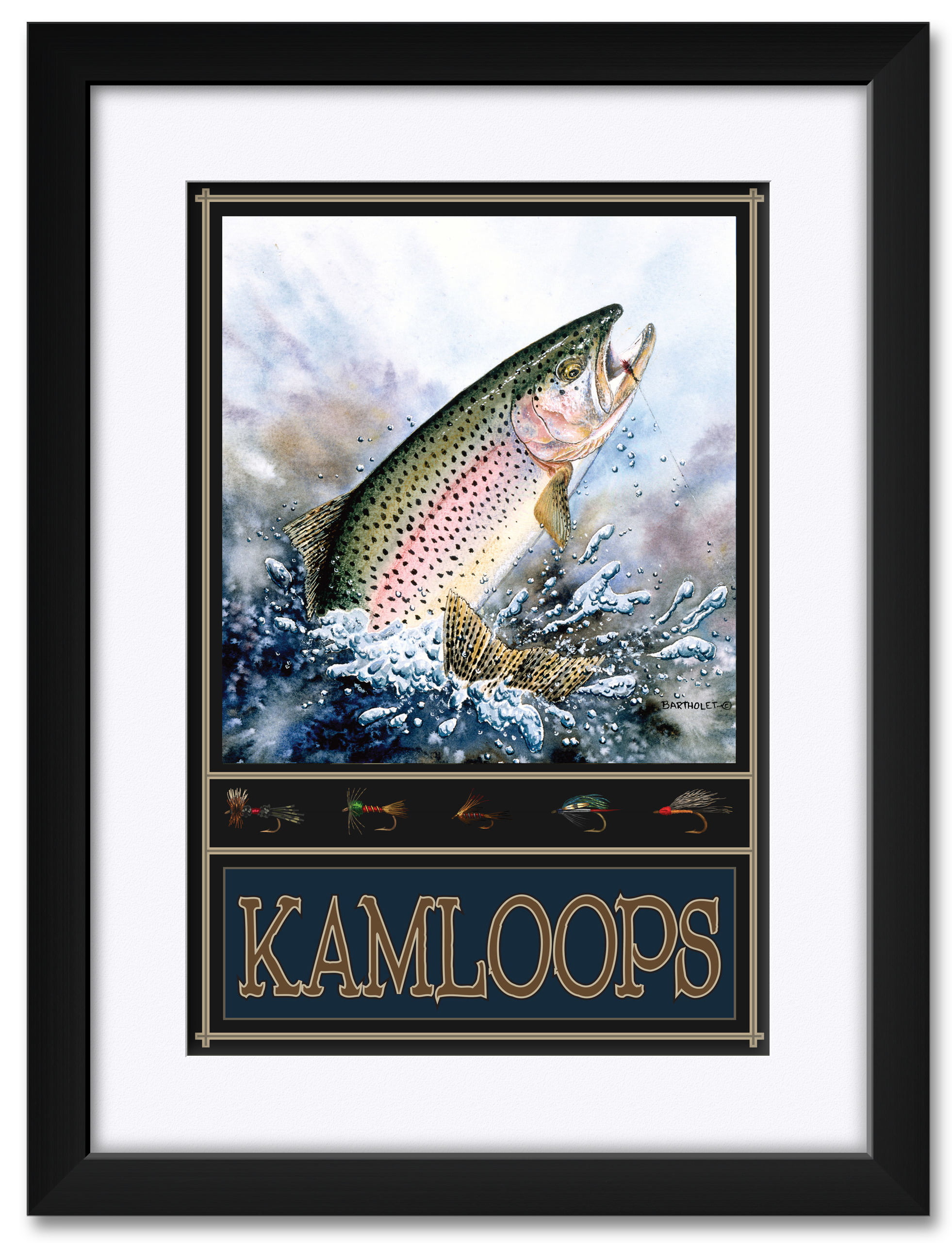 Kamloops Canada Rainbow Trout Giclee Art Print Poster from Original Watercolor by Artist Dave Bartholet