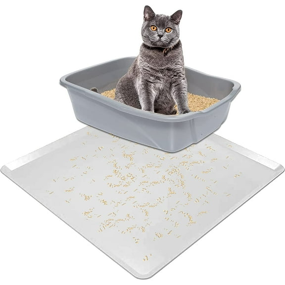 Skywin Spotless Spring Cat Litter Mat Medium Grey – 24x24 Inch Durable Silicone Cat Litter Mat Litter Trapping Mat for Underneath Litter Box – Lightweight Mat for Cat Litter Box (Grey)